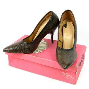 Vintage Barini Sophisticates Faux Lizard Pointy Toe Pumps Heels Shoes 6.5 7